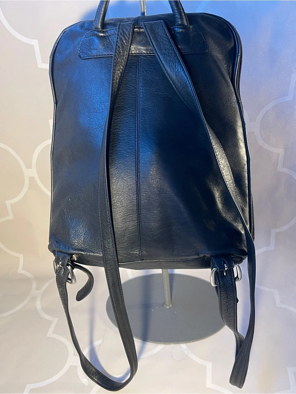 Osgoode Marley Soft Black Leather Organizer Backpack RFID Travel Work Purse